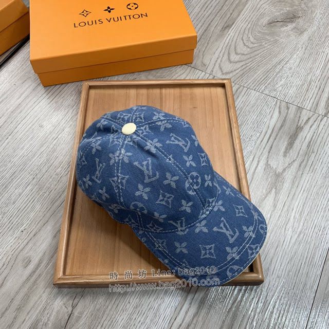 LV男女同款帽子 路易威登水洗牛仔印花棒球帽鴨舌帽  mm1764